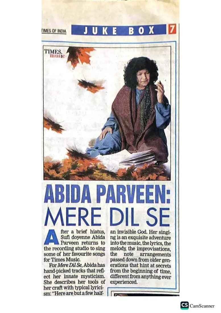 The Times of India feature on the album Mere Dil Se